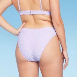 Women's Wavy Terry Textured Mid-Waist Ultra High Leg Cheeky Bikini Bottom - Wild Fable™ Lilac Purple -Wild Fable Store GUEST ed20528a ebb7 41db adea 102eafbebe9c