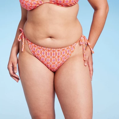 Women's Ultra High Leg Adjustable Coverage Bikini Bottom - Wild Fable™ Orange Tile Print 4 Women's Ultra High Leg Adjustable Coverage Bikini Bottom - Wild Fable™ Orange Tile Print - Image 4