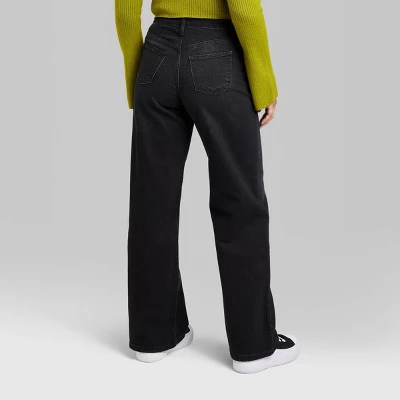 Women's Super-High Rise Wide Leg Baggy Jeans - Wild Fable™ Black Wash 2 Women's Super-High Rise Wide Leg Baggy Jeans - Wild Fable™ Black Wash - Image 2