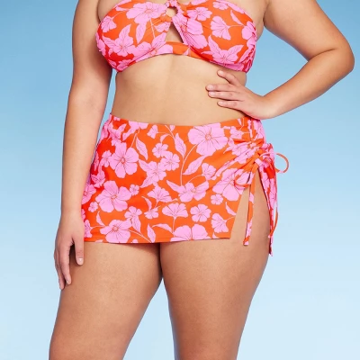 Women's Cinch Side Skirt Cover Up - Wild Fable™ Orange/Pink Tropical Print 6 Women's Cinch Side Skirt Cover Up - Wild Fable™ Orange/Pink Tropical Print - Image 6