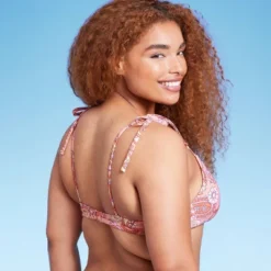 Women's Shoulder Tie Bralette Bikini Top - Wild Fable™ Peach Paisley Print -Wild Fable Store GUEST f7e60990 c822 4be3 a76c c16ddfc7bad6