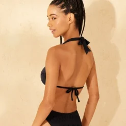 Women's Eyelet Multiway Tall Triangle Bikini Top - Wild Fable™ Black