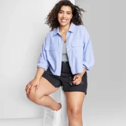 Women's Long Sleeve Cropped Button-Down Shirt - Wild Fable™ -Wild Fable Store GUEST ffe1745a 11bf 40f0 9355 d217890561c1